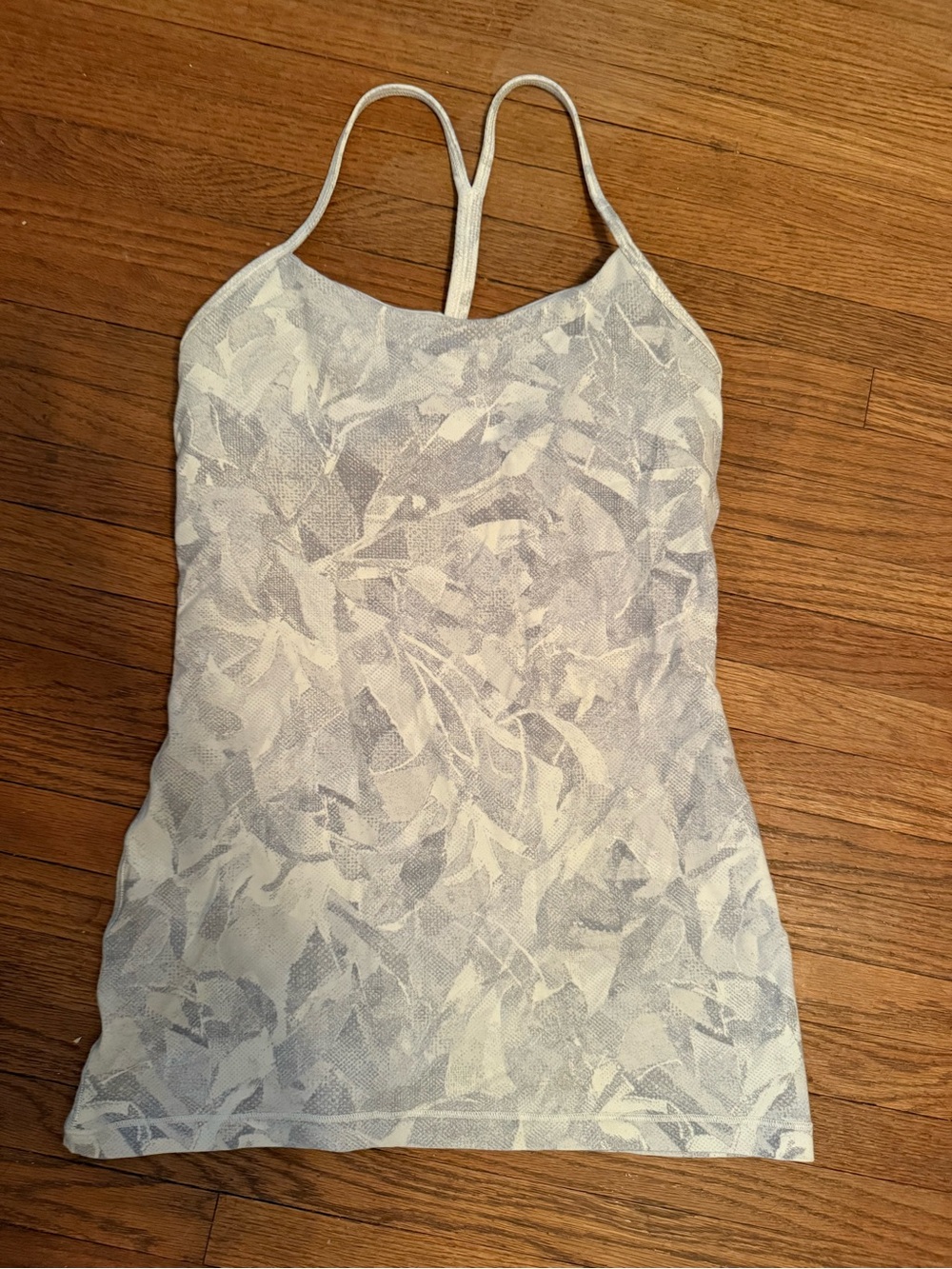 lululemon athletica White & Light Gray Printed Strappy Tank - Size Small